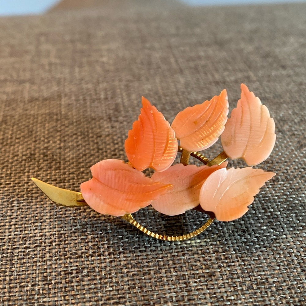 Vintage Carved Coral Brooch